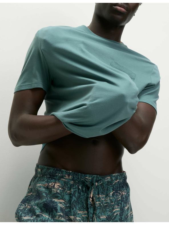 Marks & Spencer Pidžama set od čistog pamuka s printom palmi Marks & Spencer zelena