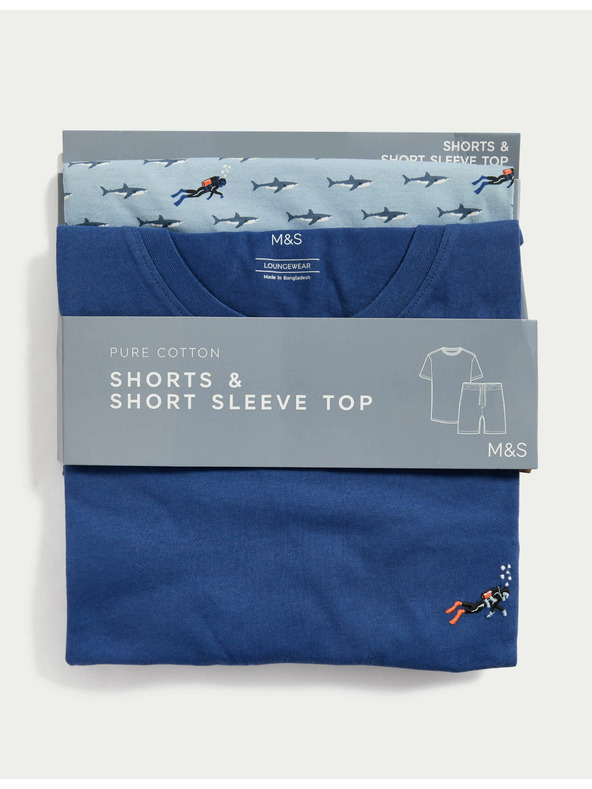 Marks & Spencer Pidžama set s motivom ronioca, od čistog pamuka Marks & Spencer plava