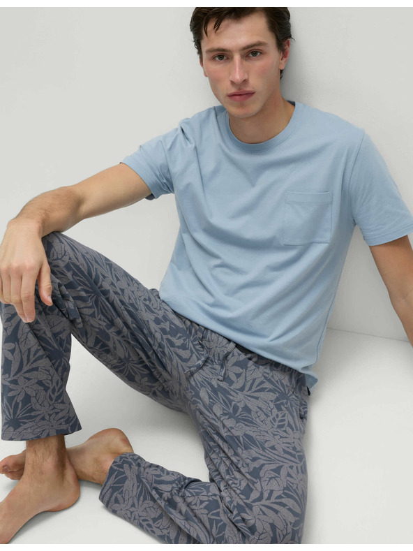 Marks & Spencer Pidžama set od čistog pamuka s printom palmi Marks & Spencer plava