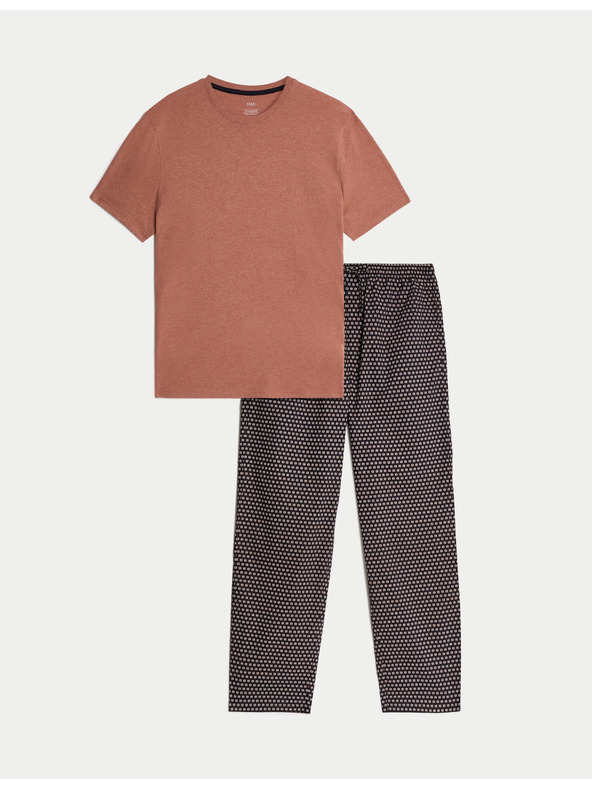Marks & Spencer Pidžama set od čistog pamuka s geometrijskim printom Marks & Spencer narančasta