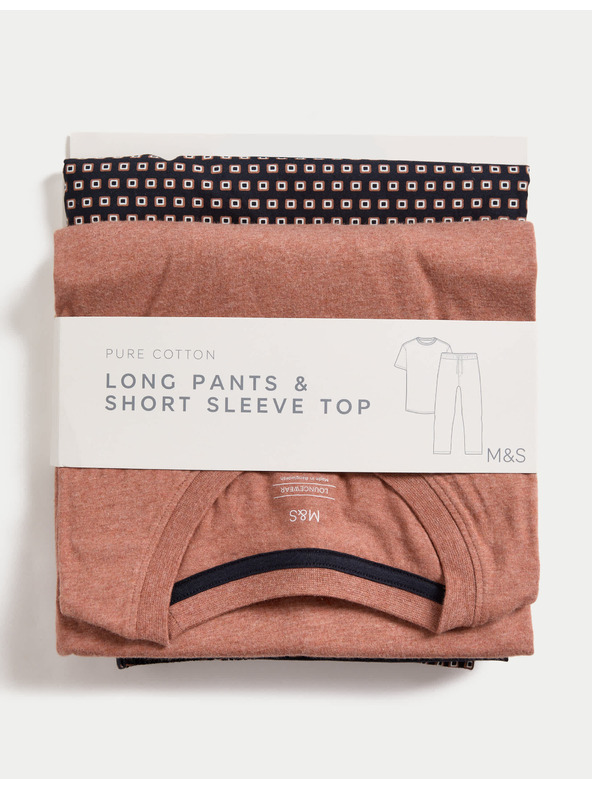 Marks & Spencer Pidžama set od čistog pamuka s geometrijskim printom Marks & Spencer narančasta