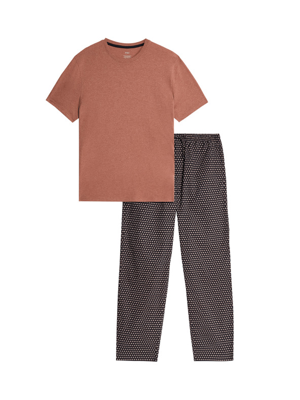 Marks & Spencer Pidžama set od čistog pamuka s geometrijskim printom Marks & Spencer narančasta
