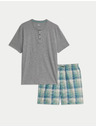 Marks & Spencer Karirana pidžama ombre set od čistog pamuka Marks & Spencer siva