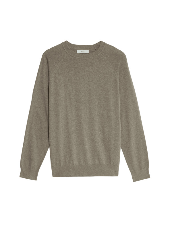 Marks & Spencer Džemper od čistog pamuka, s izrezom prema vratu Marks & Spencer bež