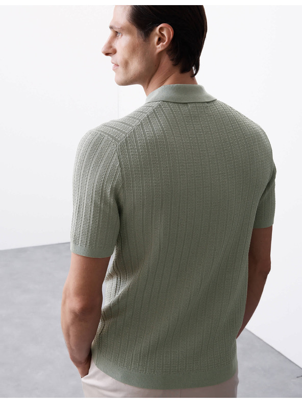 Marks & Spencer Pletena polo majica bogate teksture od viskoze Marks & Spencer zelena