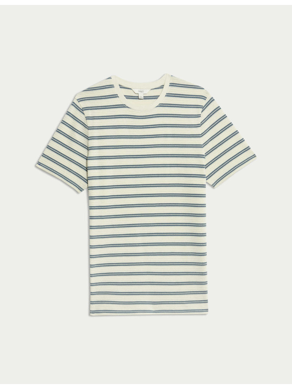 Marks & Spencer Prugasta teksturirana majica s visokim udjelom pamuka Marks & Spencer plava