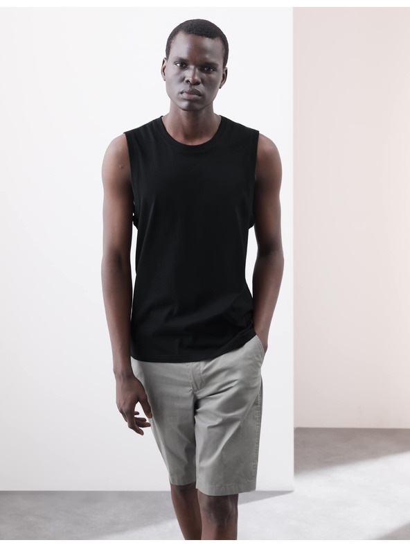 Marks & Spencer Топ na bretele od čistog Supima® pamuka s izrezom oko vrata Marks & Spencer crna