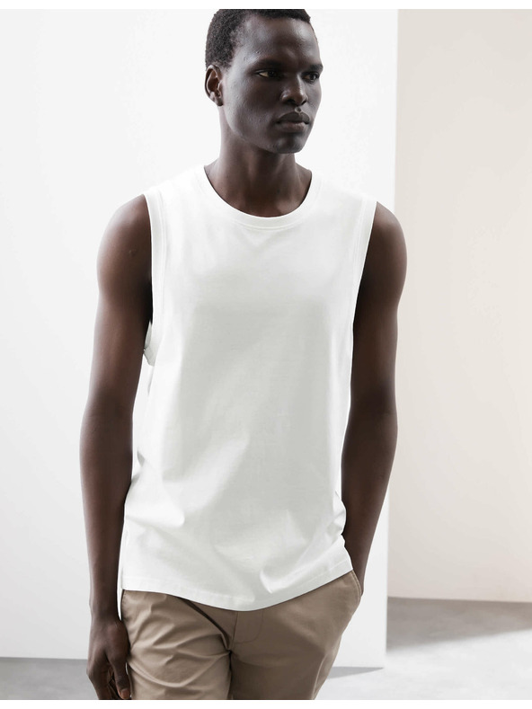 Marks & Spencer Топ na bretele od čistog Supima® pamuka s izrezom oko vrata Marks & Spencer bijela