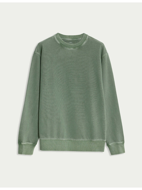 Marks & Spencer Obojana dukserica od čistog pamuka Marks & Spencer zelena