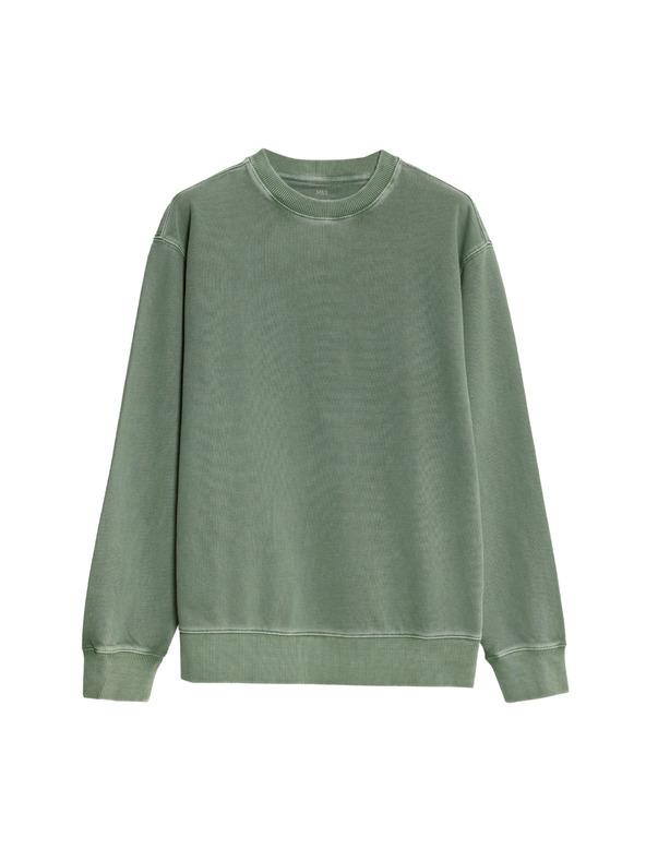 Marks & Spencer Obojana dukserica od čistog pamuka Marks & Spencer zelena