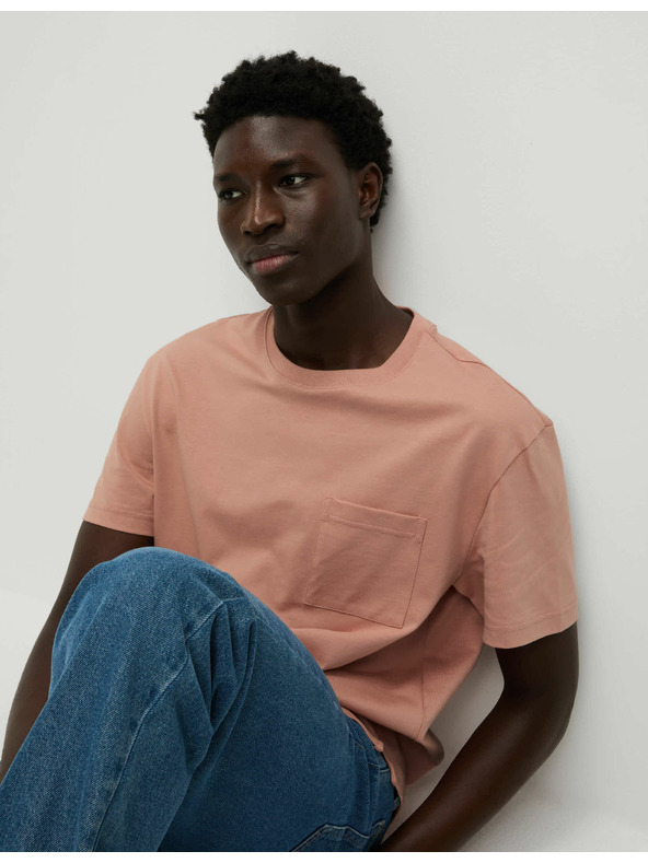 Marks & Spencer Majica srednje debljine od čistog pamuka s džepom Marks & Spencer narančasta