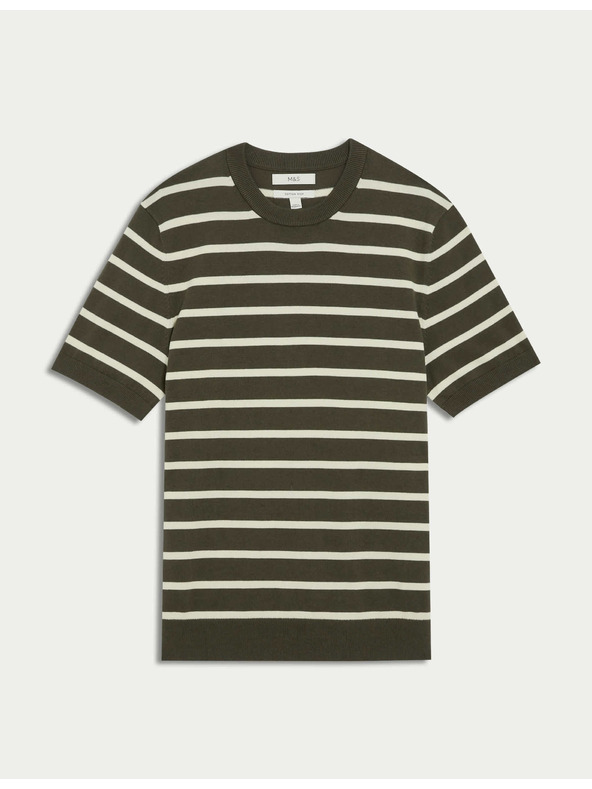 Marks & Spencer Prugasta majica s visokim udjelom pamuka Marks & Spencer zelena