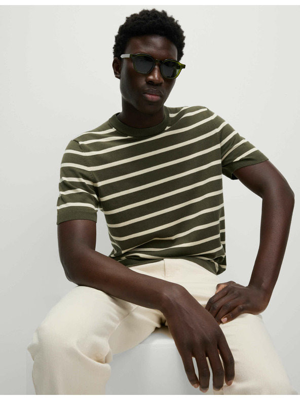 Marks & Spencer Prugasta majica s visokim udjelom pamuka Marks & Spencer zelena