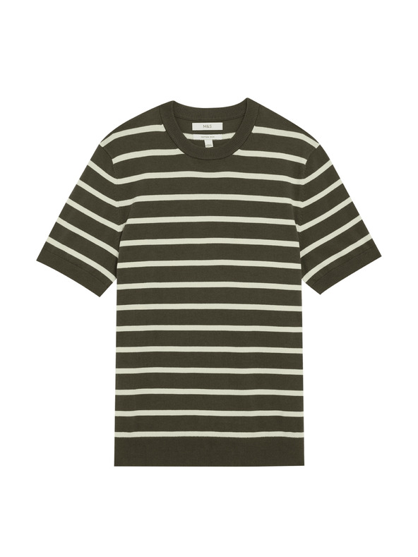 Marks & Spencer Prugasta majica s visokim udjelom pamuka Marks & Spencer zelena