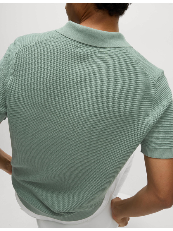 Marks & Spencer Pletena polo majica s otvorenim ovratnikom, od čistog pamuka Marks & Spencer zelena