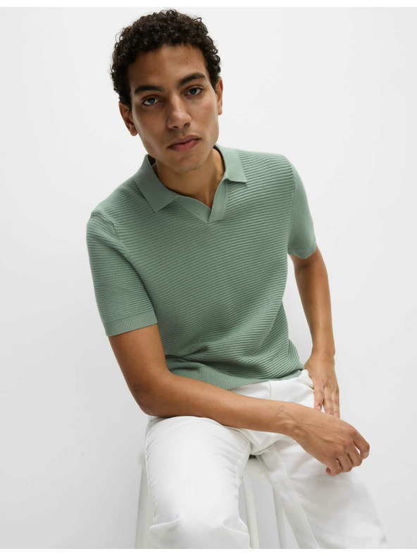 Marks & Spencer Pletena polo majica s otvorenim ovratnikom, od čistog pamuka Marks & Spencer zelena