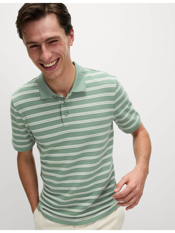 Marks & Spencer Prugasta polo majica s visokim udjelom pamuka Marks & Spencer zelena