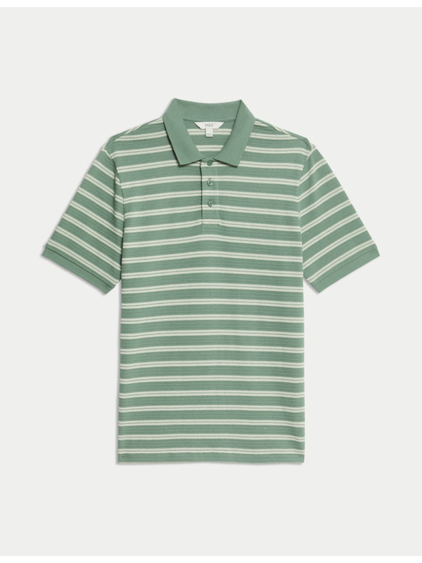 Marks & Spencer Prugasta polo majica s visokim udjelom pamuka Marks & Spencer zelena
