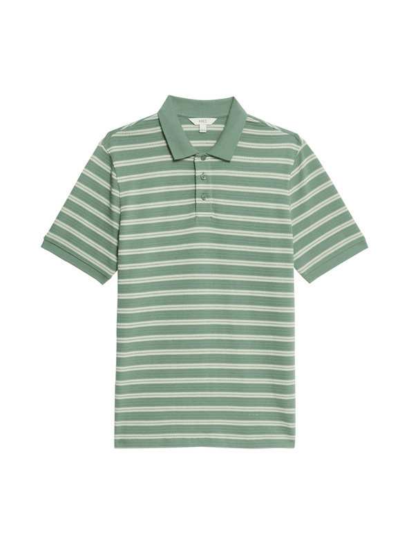 Marks & Spencer Prugasta polo majica s visokim udjelom pamuka Marks & Spencer zelena