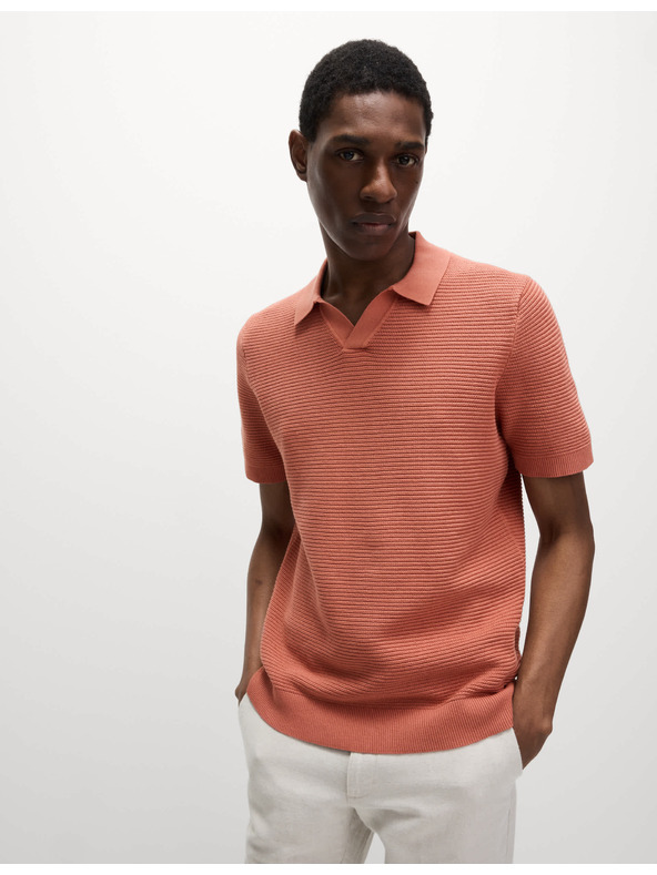 Marks & Spencer Pletena polo majica s otvorenim ovratnikom, od čistog pamuka Marks & Spencer narančasta