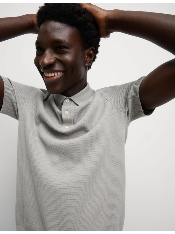 Marks & Spencer Pletena polo majica s teksturom i visokim udjelom pamuka Marks & Spencer siva