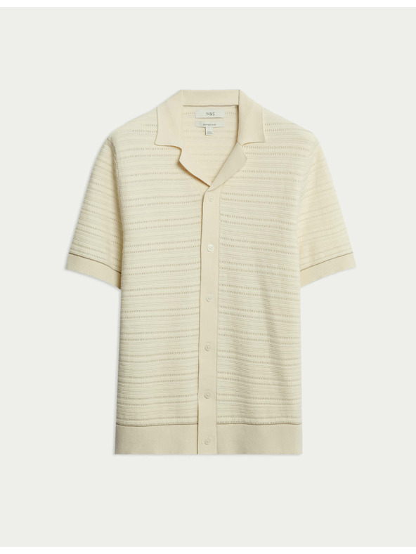 Marks & Spencer Pletena polo majica s teksturom i visokim udjelom pamuka Marks & Spencer krem