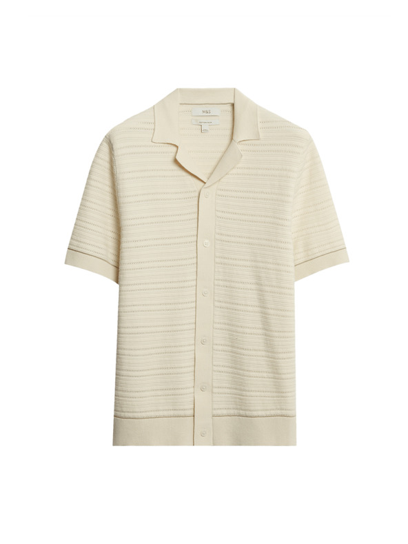 Marks & Spencer Pletena polo majica s teksturom i visokim udjelom pamuka Marks & Spencer krem