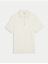 Marks & Spencer Pletena polo majica s pola zipom, s visokim udjelom pamuka Marks & Spencer krem