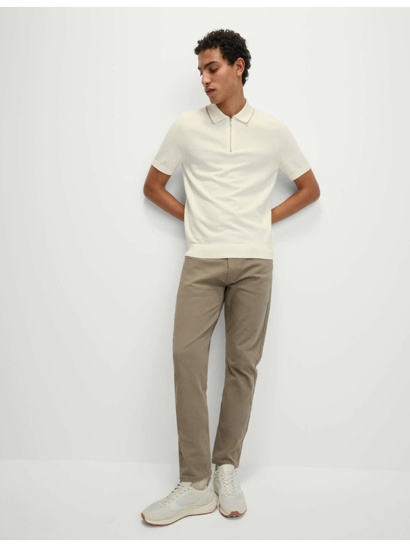 Marks & Spencer Pletena polo majica s pola zipom, s visokim udjelom pamuka Marks & Spencer krem