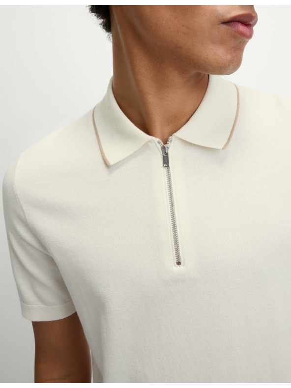 Marks & Spencer Pletena polo majica s pola zipom, s visokim udjelom pamuka Marks & Spencer krem