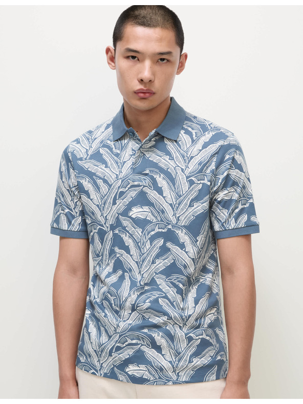 Marks & Spencer Polo majica od čistog pamuka s printom bananovih listova Marks & Spencer plava