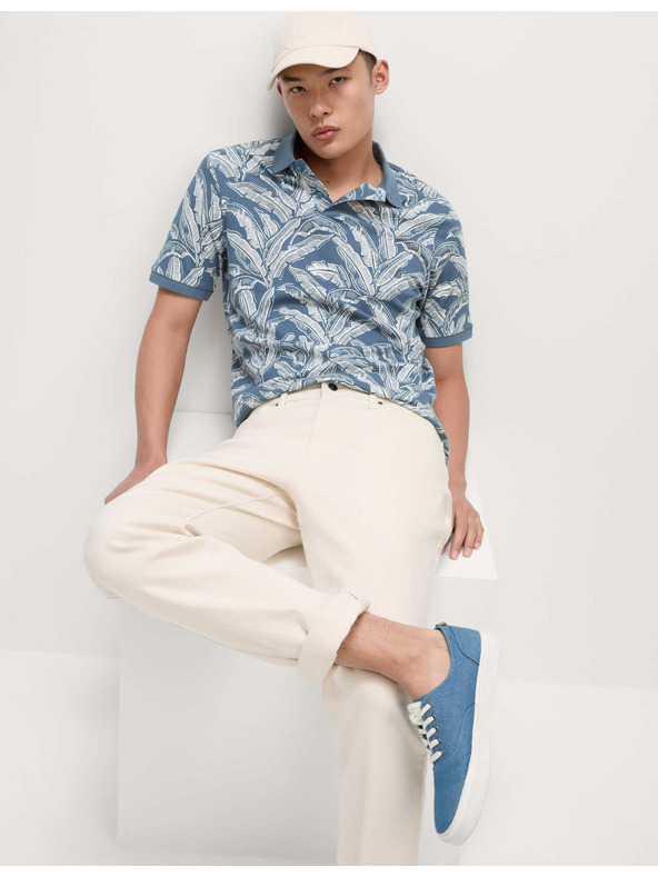 Marks & Spencer Polo majica od čistog pamuka s printom bananovih listova Marks & Spencer plava