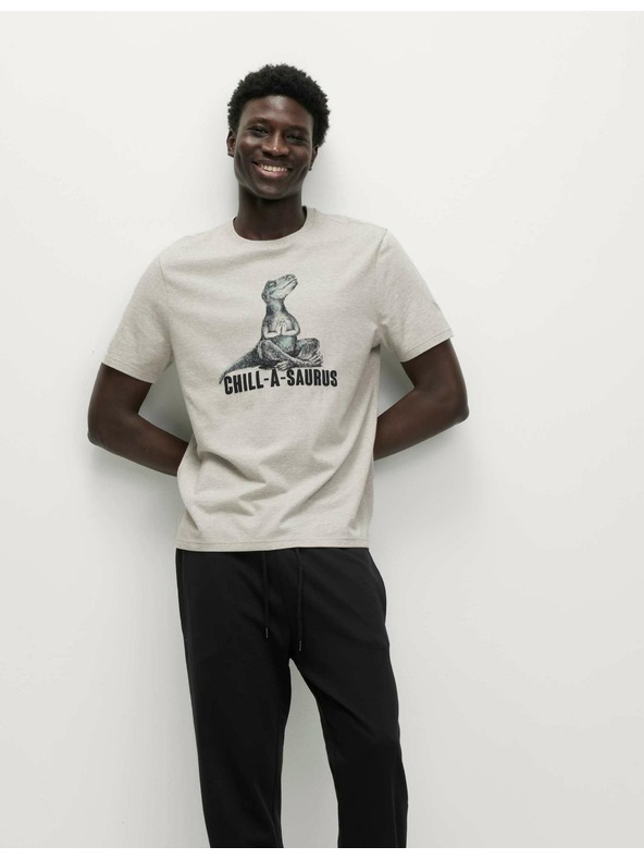 Marks & Spencer Pidžama top od čistog pamuka s grafičkim motivom dinosaura Marks & Spencer bež