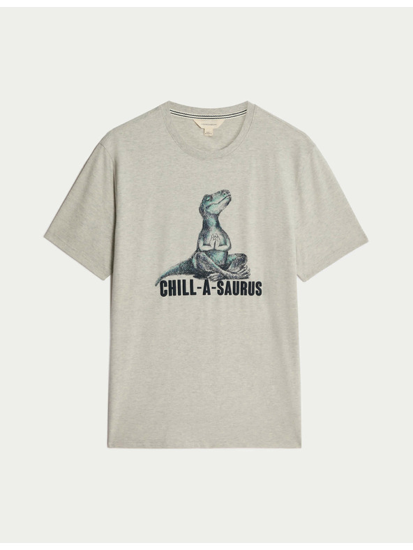 Marks & Spencer Pidžama top od čistog pamuka s grafičkim motivom dinosaura Marks & Spencer bež