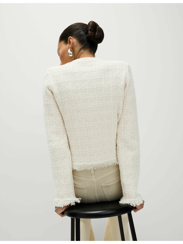 Marks & Spencer Pleteni kardigan s resicama i izrezom oko vrata, s visokim udjelom pamuka Marks & Spencer kremasta