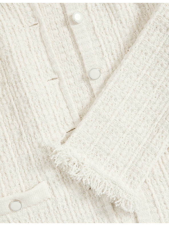 Marks & Spencer Pleteni kardigan s resicama i izrezom oko vrata, s visokim udjelom pamuka Marks & Spencer kremasta
