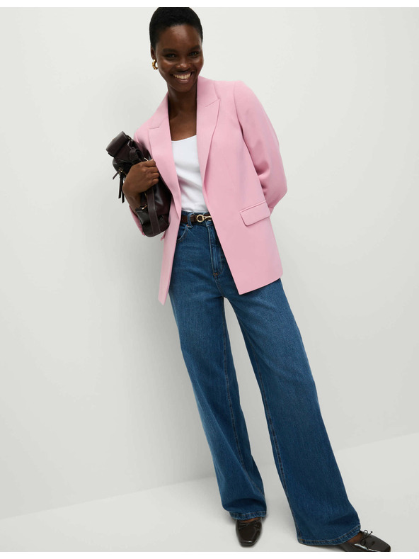 Marks & Spencer Jednostruki blazer, labavi kroj Marks & Spencer ružičasta