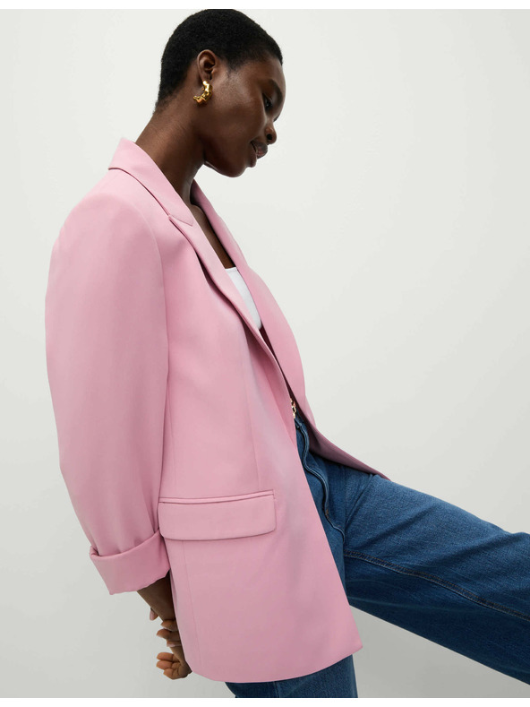 Marks & Spencer Jednostruki blazer, labavi kroj Marks & Spencer ružičasta
