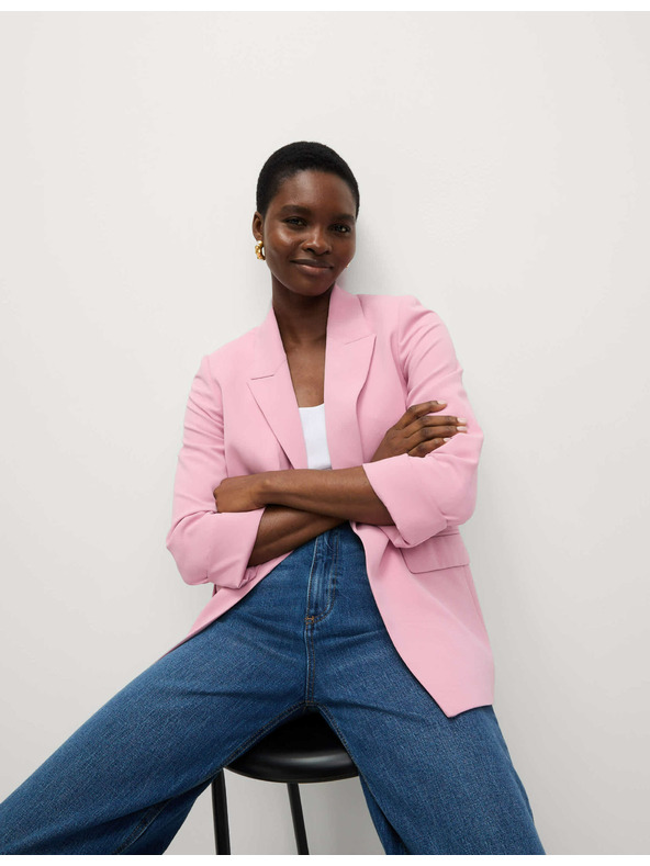 Marks & Spencer Jednostruki blazer, labavi kroj Marks & Spencer ružičasta