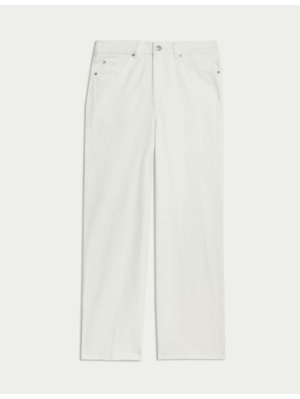 Marks & Spencer Traper hlače širokih nogavica skraćene dužine Marks & Spencer bijela