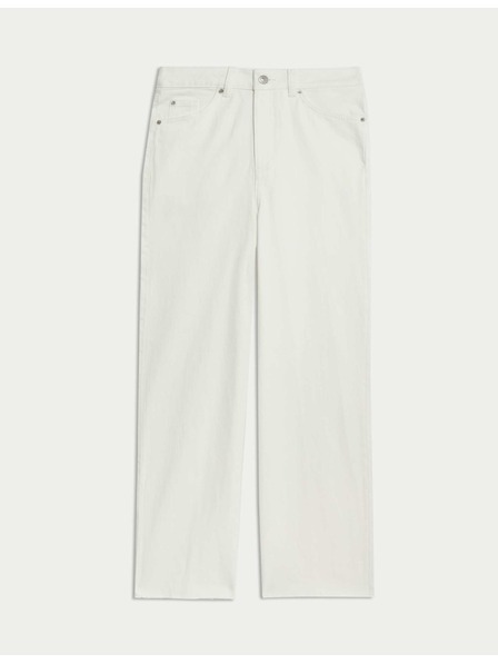 Marks & Spencer Traper hlače širokih nogavica skraćene dužine Marks & Spencer bijela