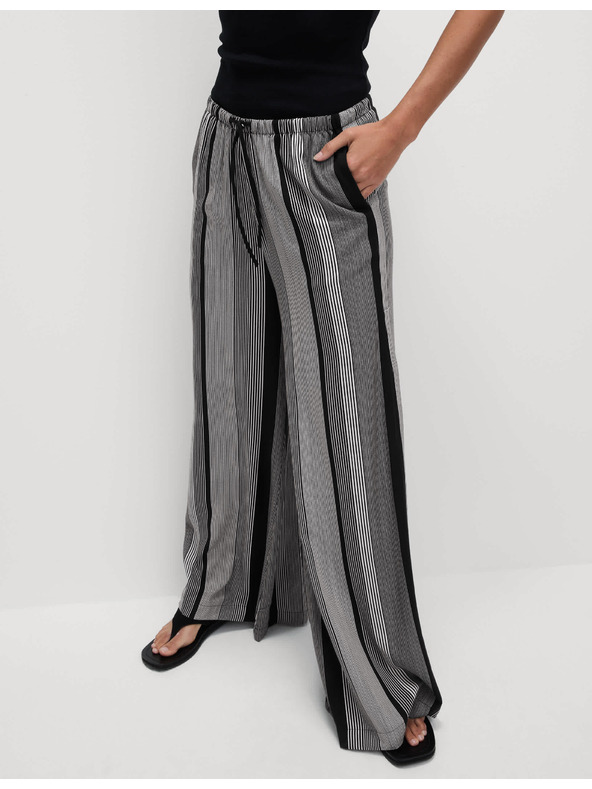 Marks & Spencer Keper hlače s printom, širokih nogavica i visokim strukom Marks & Spencer siva