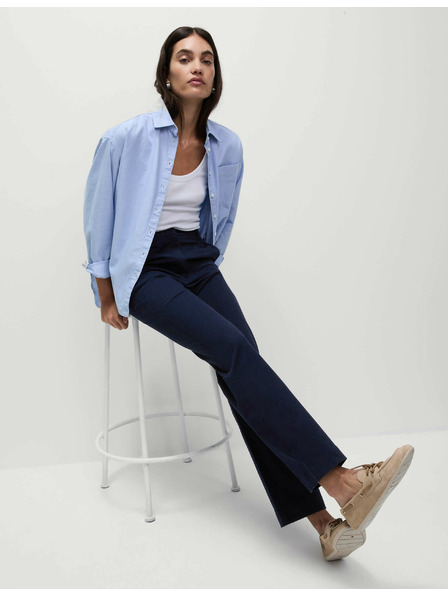 Marks & Spencer Ravne chino hlače s visokim udjelom pamuka Marks & Spencer mornarsko plava