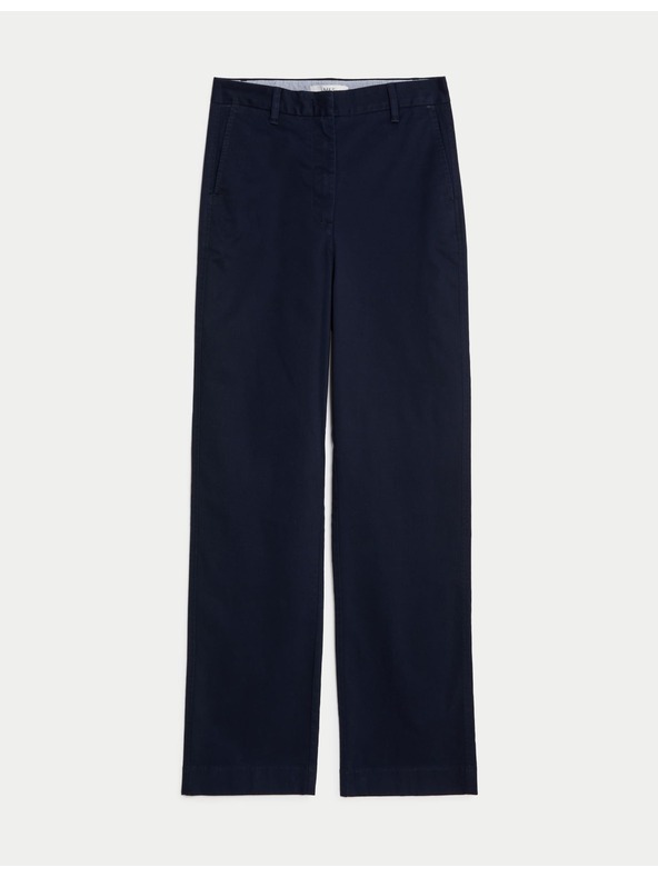 Marks & Spencer Ravne chino hlače s visokim udjelom pamuka Marks & Spencer mornarsko plava