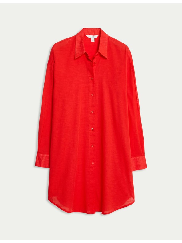 Marks & Spencer Plaža košulja od čistog pamuka s ovratnikom Marks & Spencer crvena
