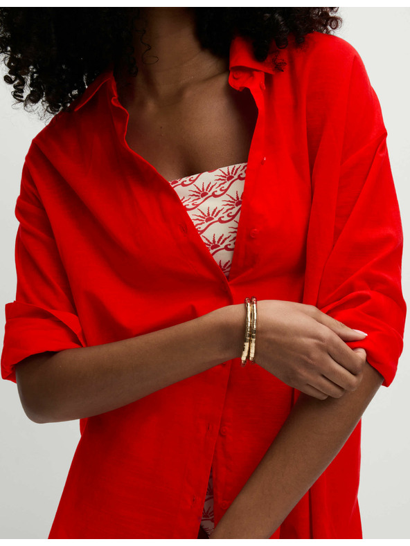 Marks & Spencer Plaža košulja od čistog pamuka s ovratnikom Marks & Spencer crvena