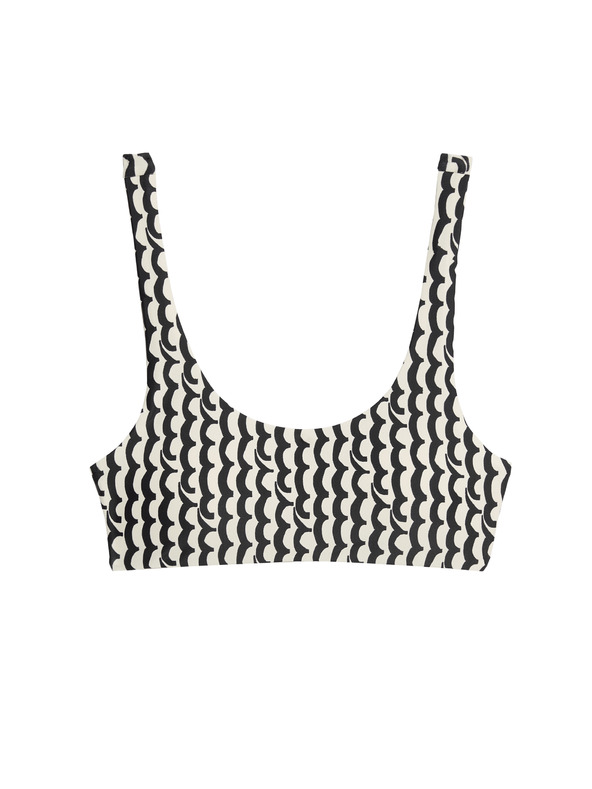 Marks & Spencer Kupaći top s umetcima, printom i ovalnim izrezom Marks & Spencer krem