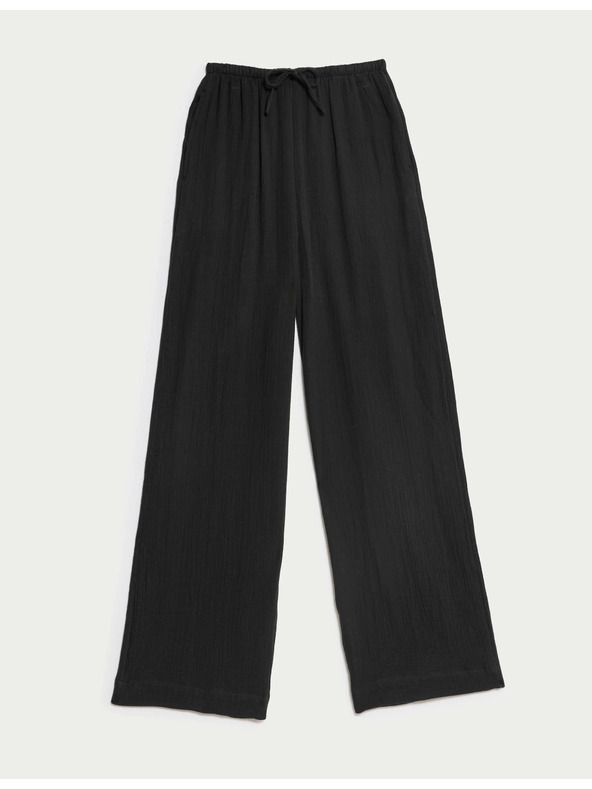 Marks & Spencer Hlače sa steznom vrpcom, od čistog pamuka Marks & Spencer crna