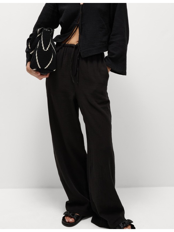 Marks & Spencer Hlače sa steznom vrpcom, od čistog pamuka Marks & Spencer crna
