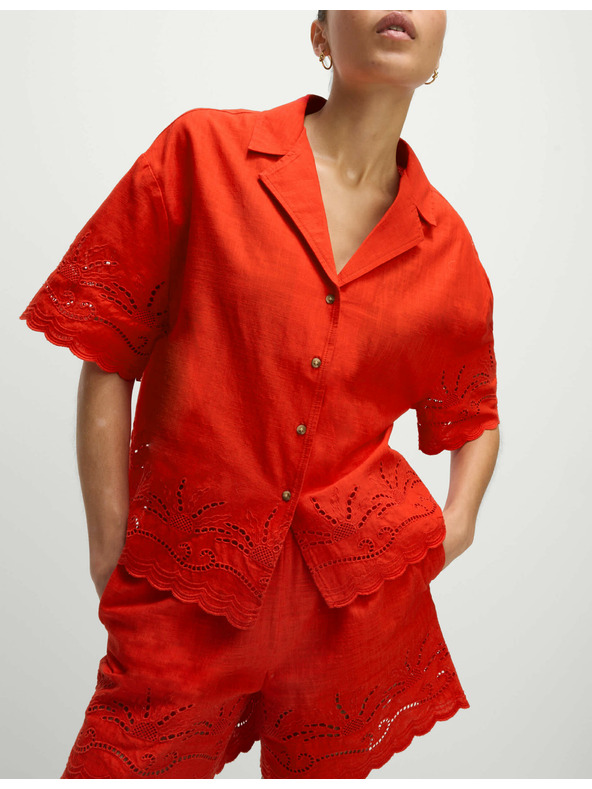 Marks & Spencer Plaža košulja na gumbe, s ovratnikom i vezom, od čistog pamuka Marks & Spencer crvena